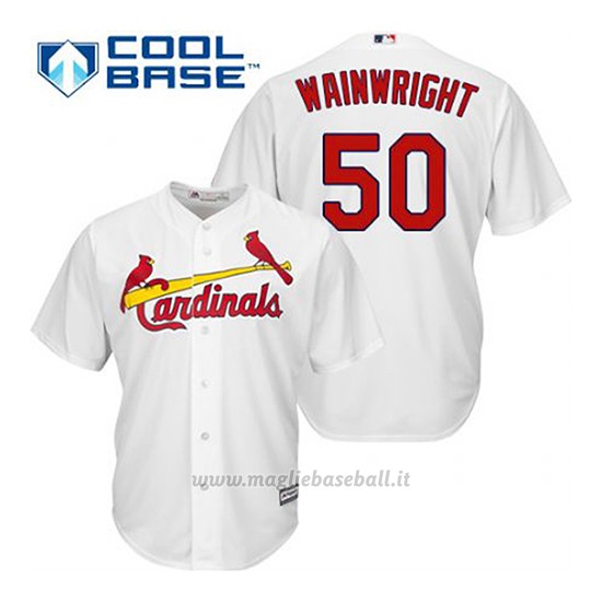 Maglia Baseball Uomo St. Louis Cardinals Adam Wainwright 50 Bianco 1ªCool Base